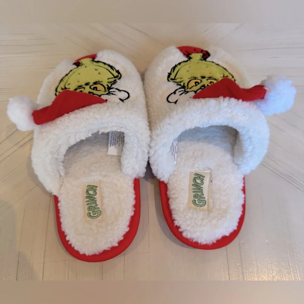 Official Dr. Seuss’ The Grinch Holiday Scuff Slippers – Kids Youth Small 11/12
